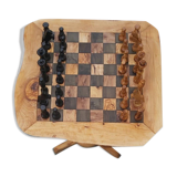 Rustic chess table in olive wood chess game 17.7 "with 32 pieces of craft chess