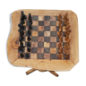 Table d'échecs rustique en bois d'olivier jeu d'échecs  17,7 "avec 32 pièces d'échecs artisanales