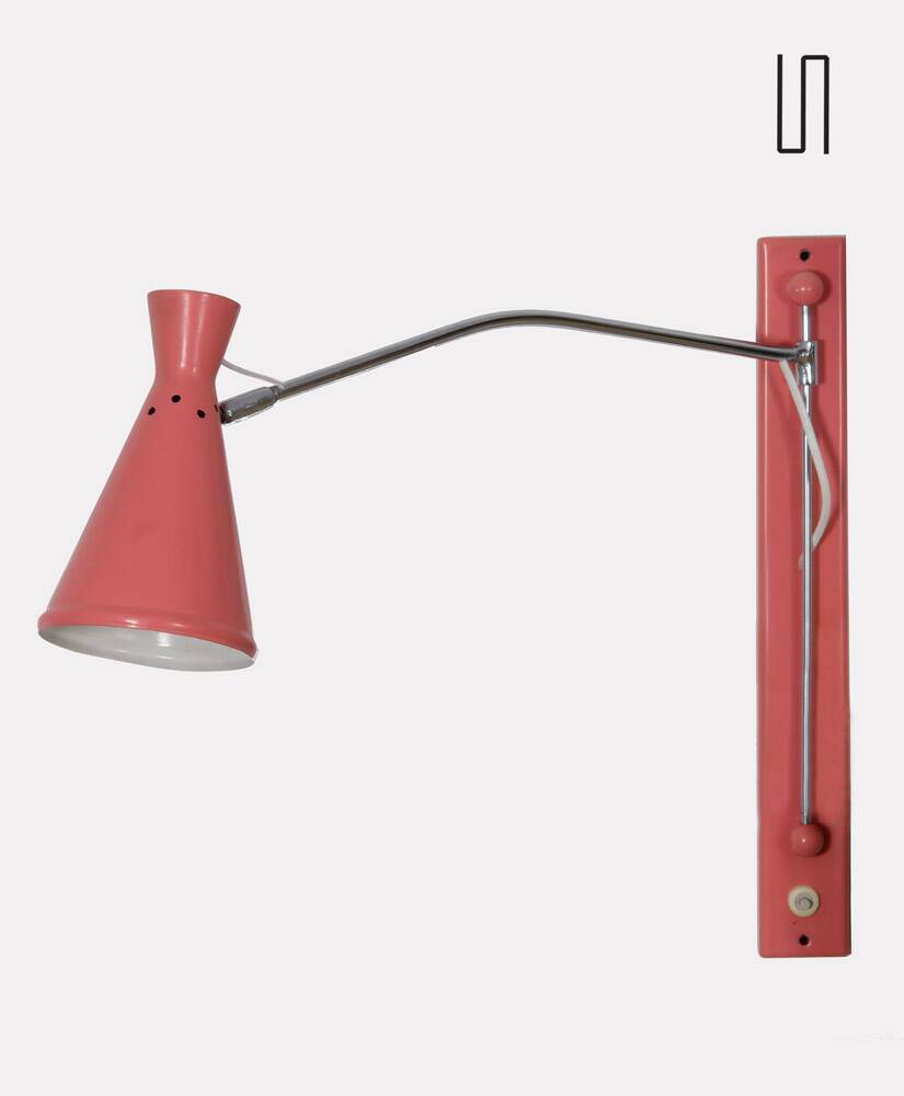 Vintage metal wall lamp, Czech design from the 1960s.