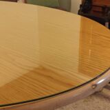 Table Ovale en Rotin & Verre (140x90cm) - Comme Neuve