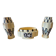 Three-piece Art Deco fireplace set, circa 1930-1935, crackled earthenware.