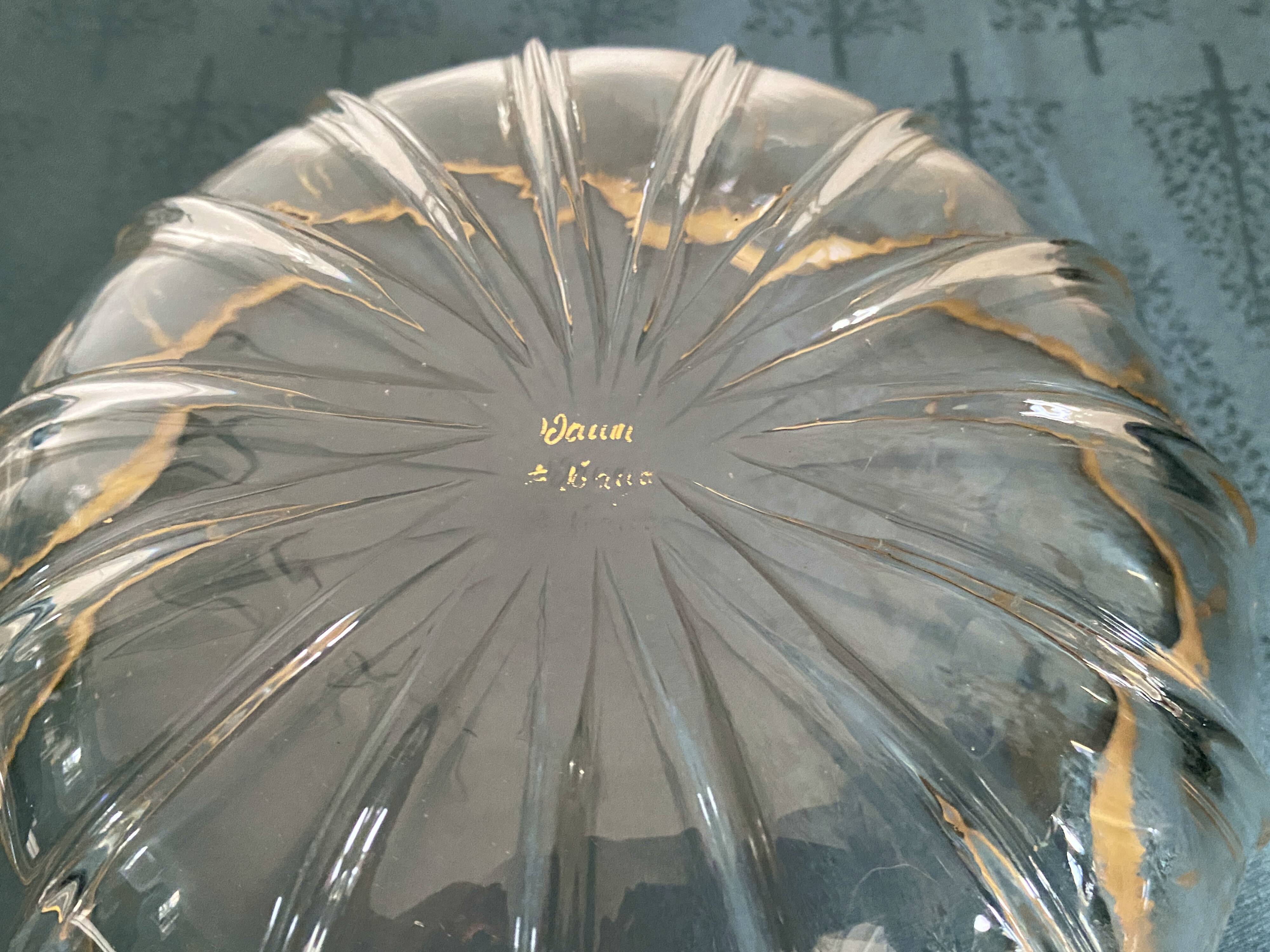 Daum Nancy Crystal cup and tray service, Ducal model, gold combed