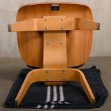 Charles & Ray Eames DCW Ash dining chair with Dark Brown Leather seat for Vitra