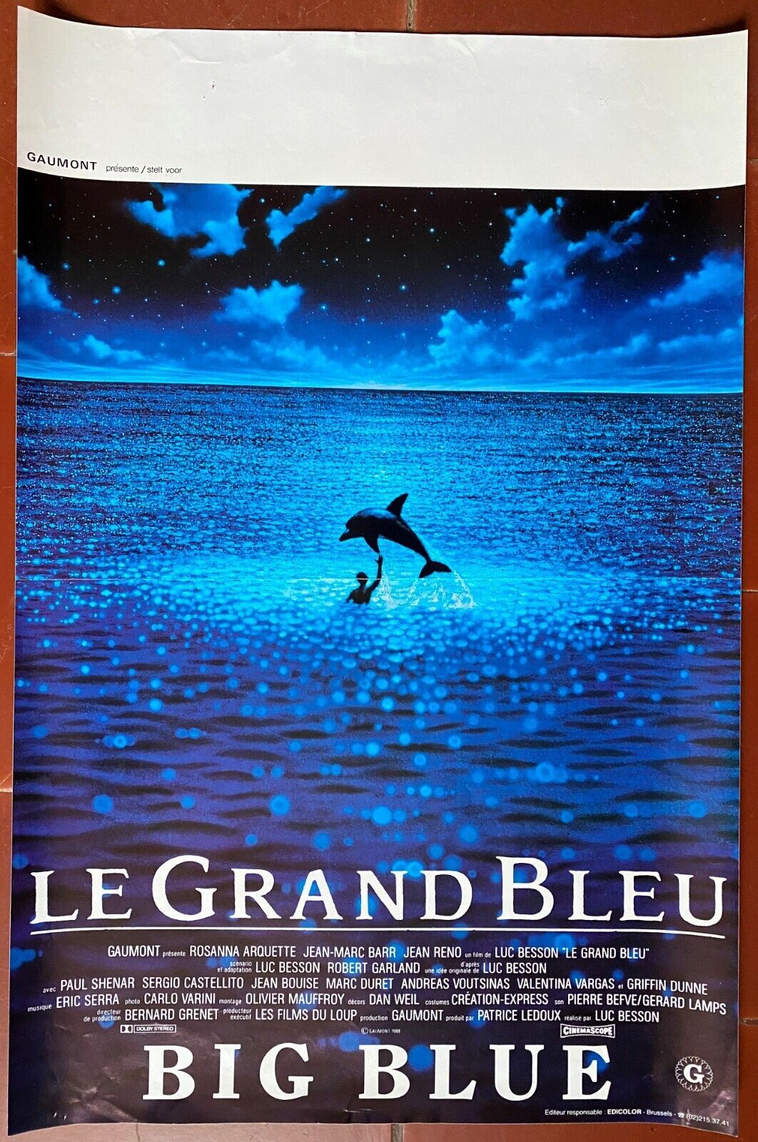 Original cinema poster "Le Grand Bleur" Jean Reno, Luc Besson 33x50cm 1988
