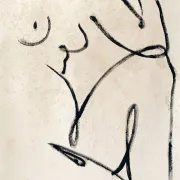 Female painting on unprimed canvas