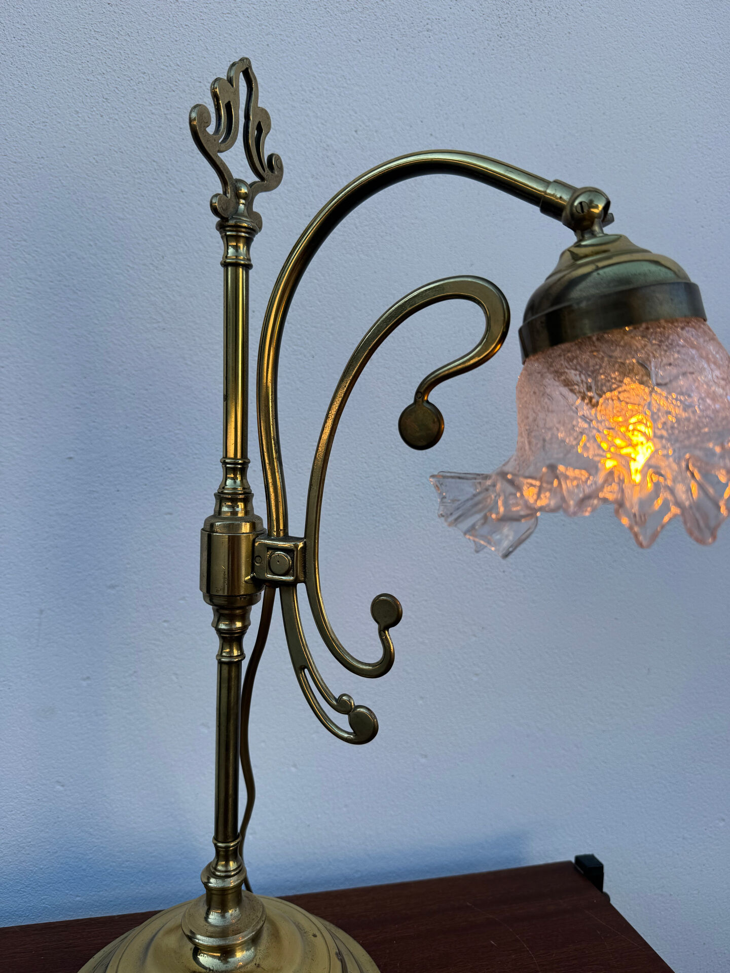 Swan neck brass lamp Art Nouveau