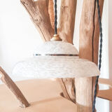 White opaline glass Clichy lamp, vintage pendant light