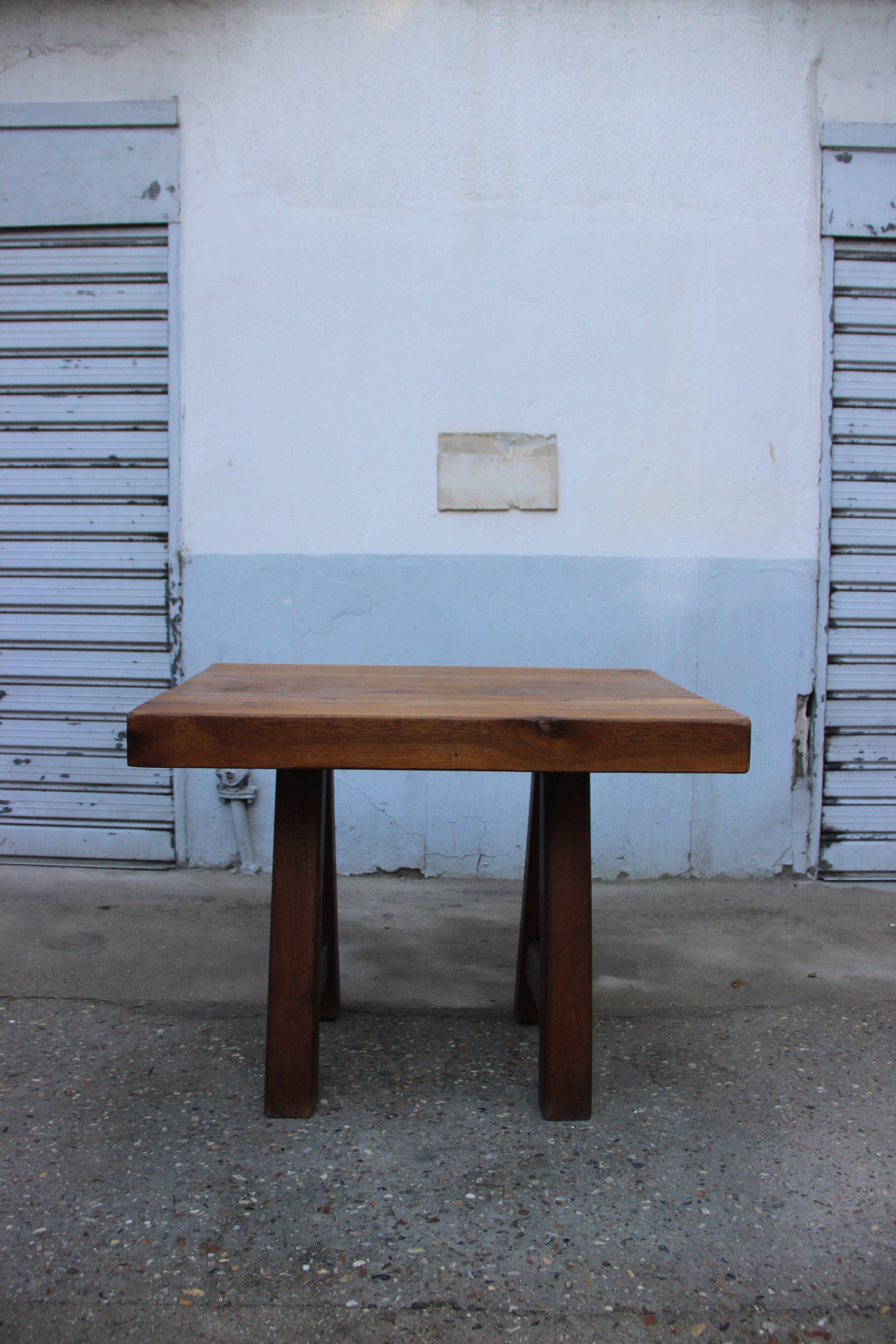 Solid oak table, published by Mobichalet, Belgium, 1950
