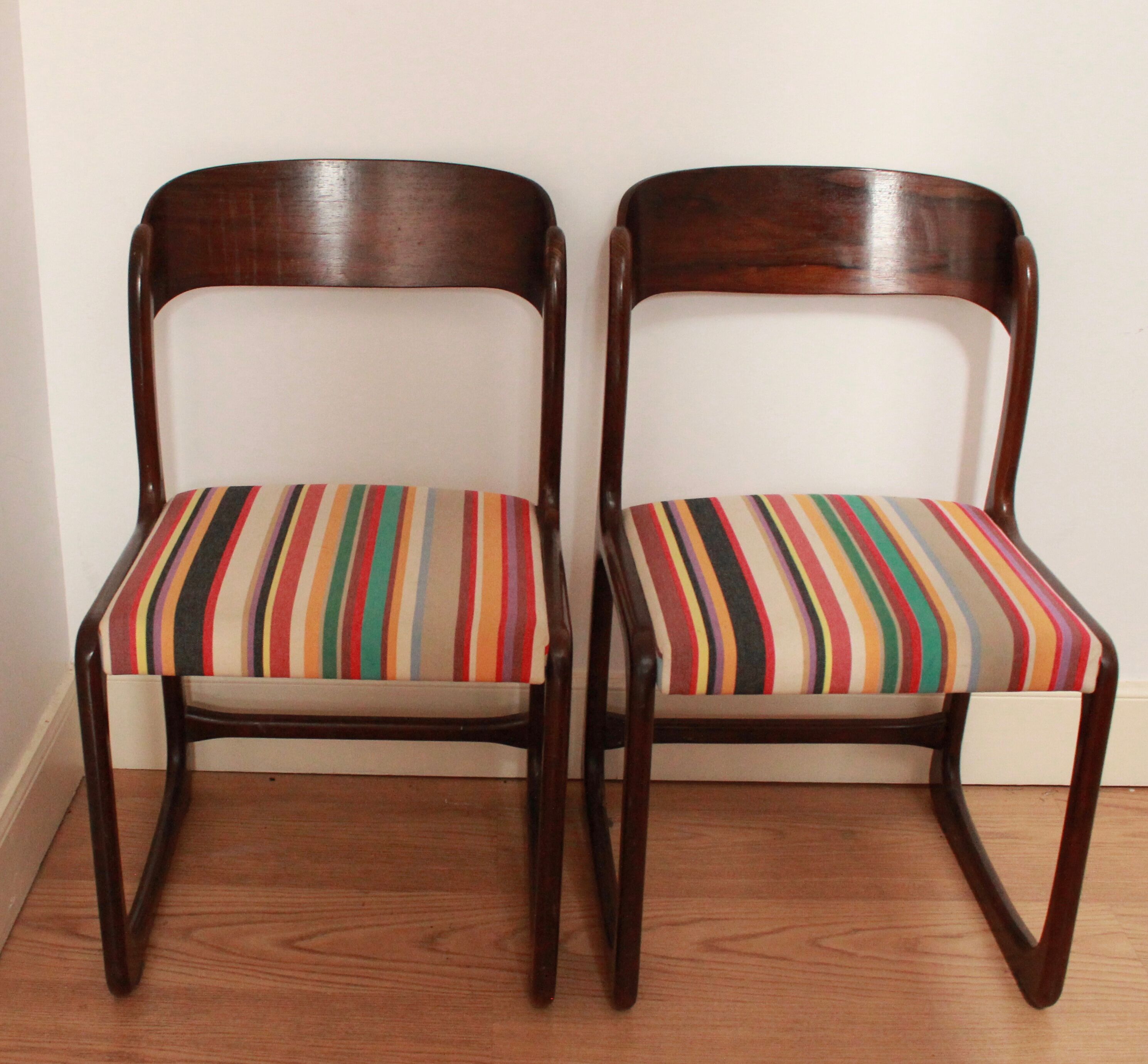 Pair of two chairs sled baumann