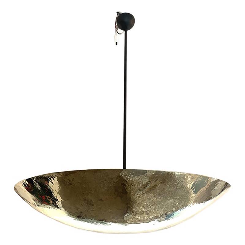 Contemporary Hammered Brass Dome Pendant Light