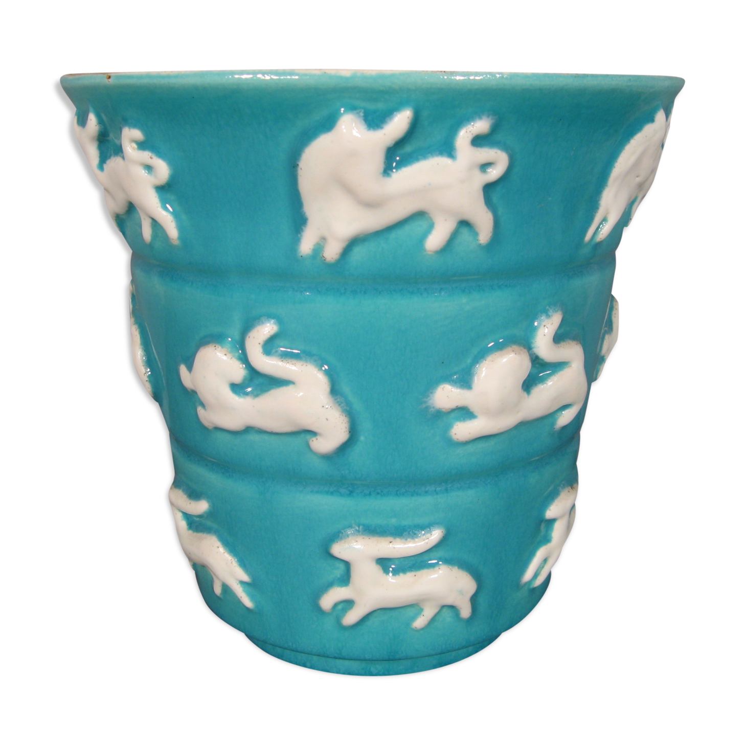 Old vintage ceramic vase 1960s décor signs of the zodiac astrology