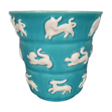 Old vintage ceramic vase 1960s décor signs of the zodiac astrology