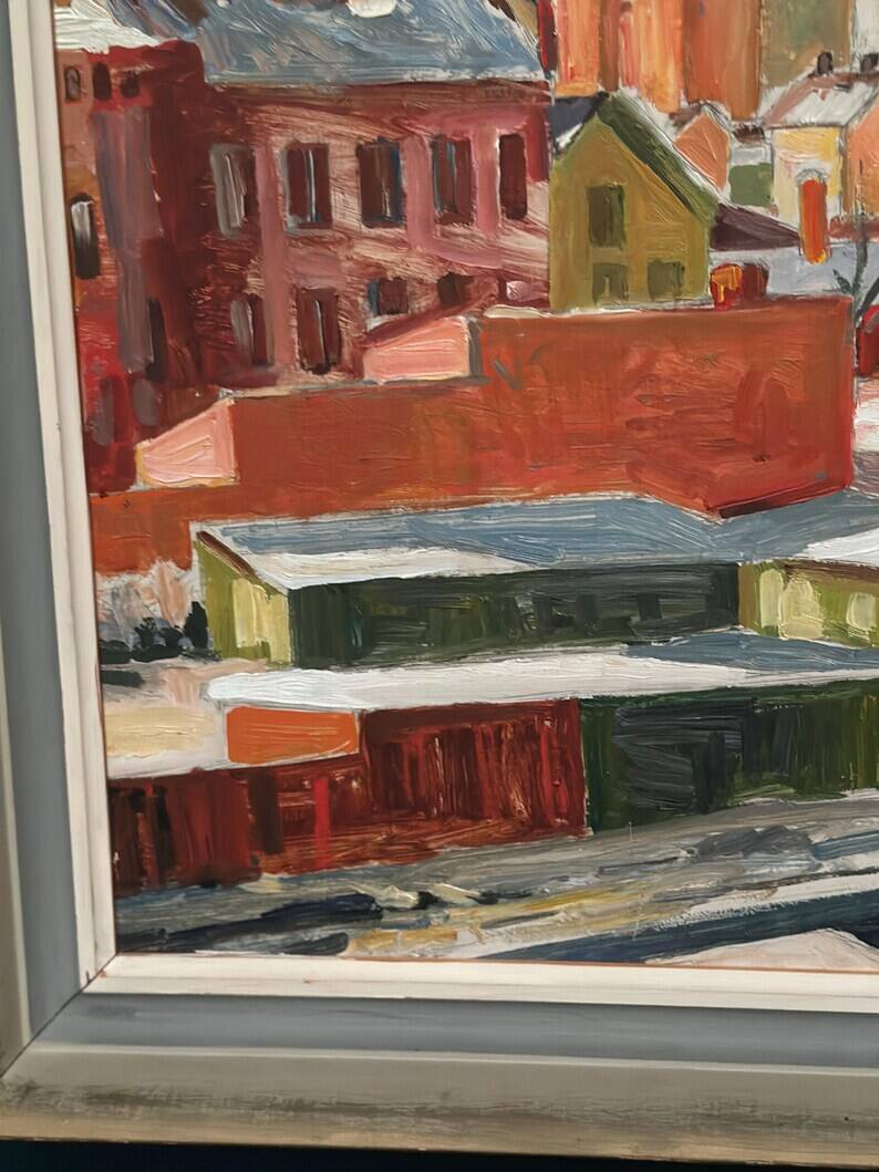 Swedish Oil on Panel“Landscape” by Bertil Lundqvist , Vintage & Framed