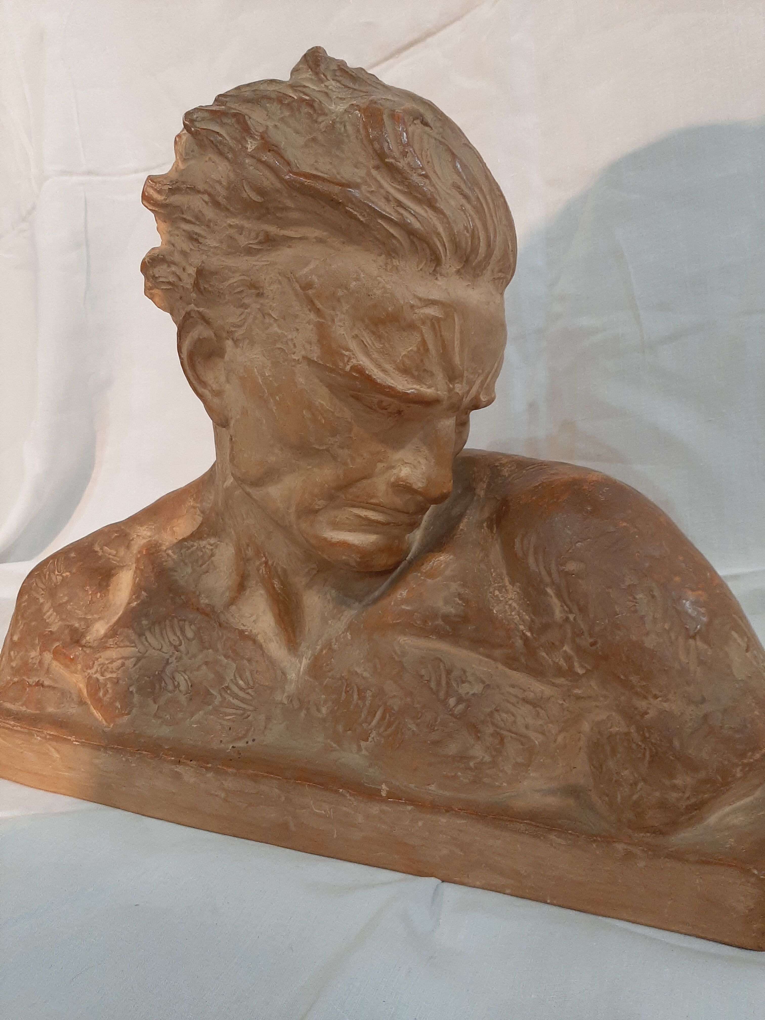 Bust of Jean mermoz in terracotta signed cipriani