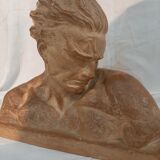 Bust of Jean mermoz in terracotta signed cipriani