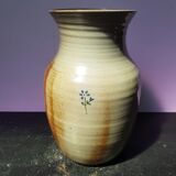 Ancien vase grès marron & beige signé deco années 70 vintage