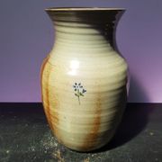 Old brown sandstone vase & beige signed deco 70s vintage