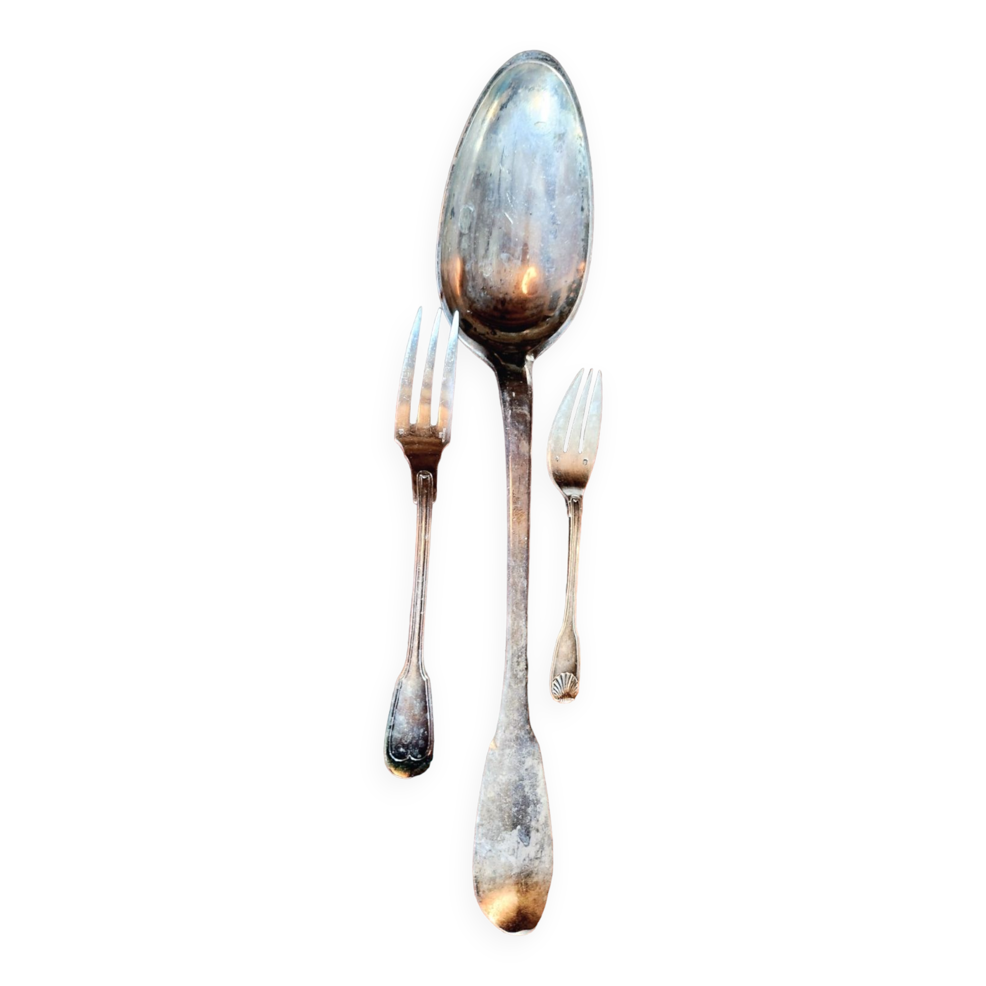 Large serving spoon in very old sterling silver