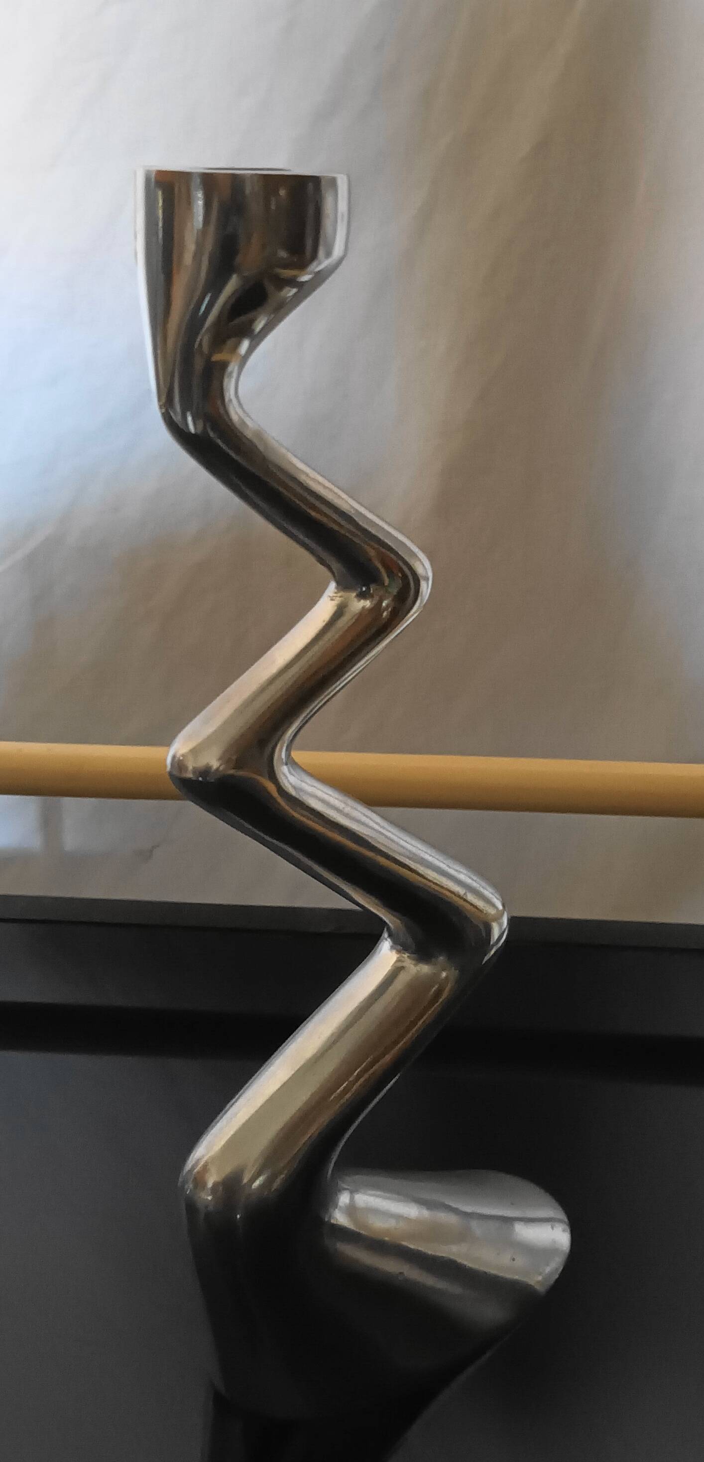 Pair of Zig Zag candlesticks by Matthew Hilton from the 80s