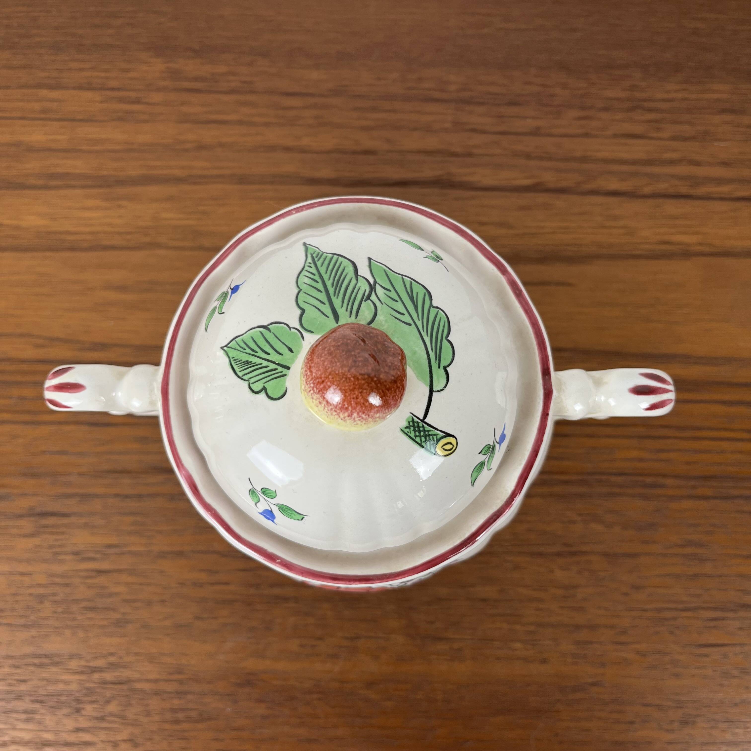 Antique Lunéville sugar bowl, Réverbère model, 1887