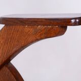 Fauteuil Art Déco restauré, par Jan Vaněk, chêne, coton, tchèque, années 1940