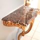 Louis XV style wall lamp console, twentieth century, wood and gilded stucco marble top