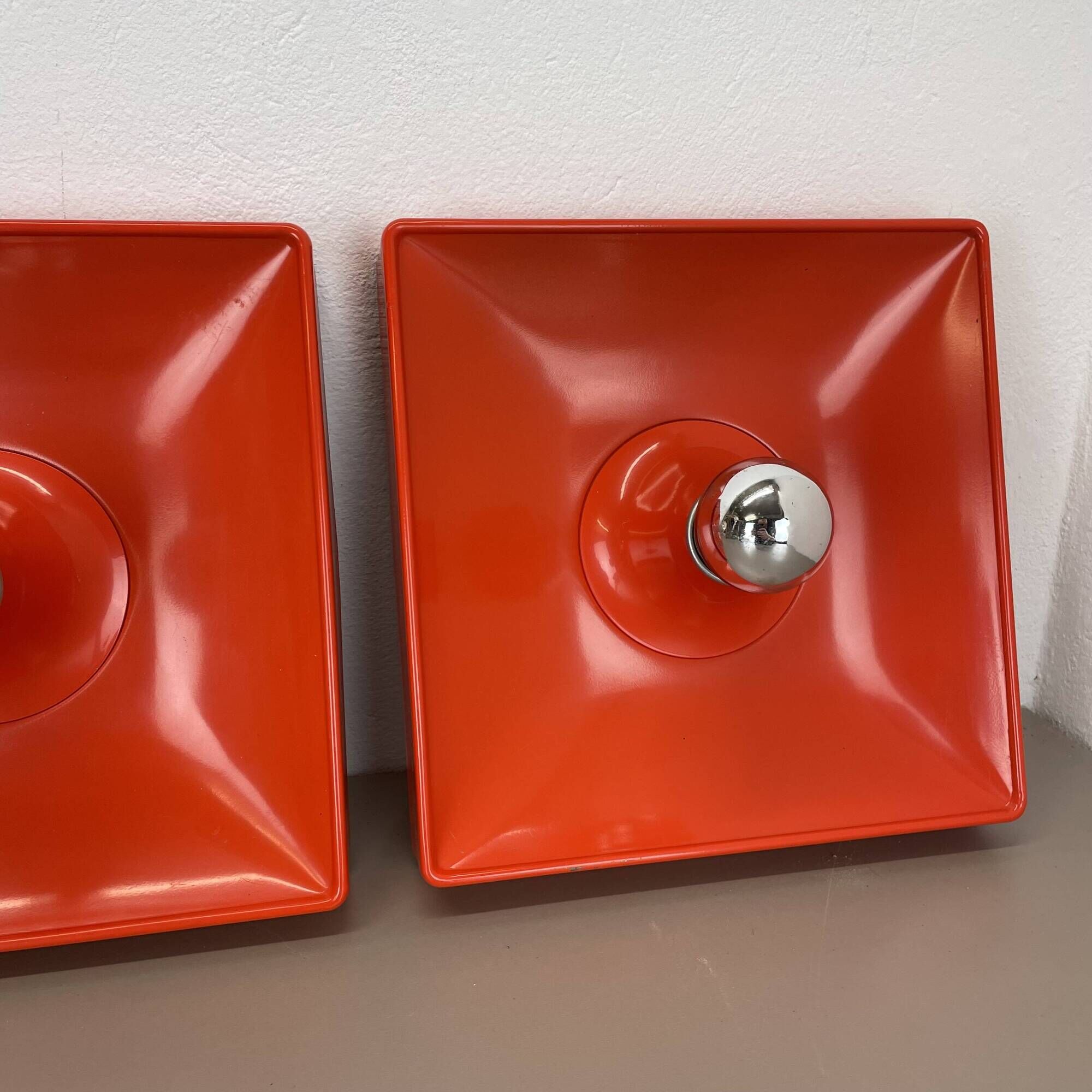 Set of 2 Cubic VERNER PANTON Style RED Wall Light by SÖLKEN Leuchten, 1970s