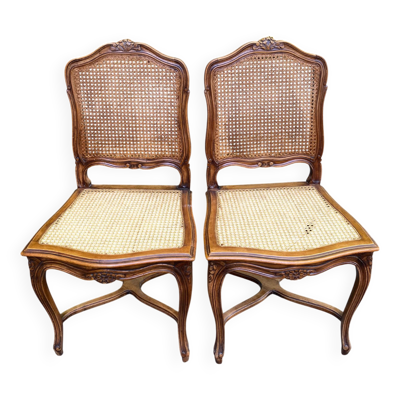 2 chaises de style Louis XV en chêne massif paillées La Meublerie Meulin