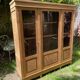 Raw wood display case with 3 doors, oak