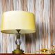 Mid century brass table lamp with silk cream oval lampshade 1960s