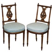 Pair of Carved Golden Wood Accent Chairs