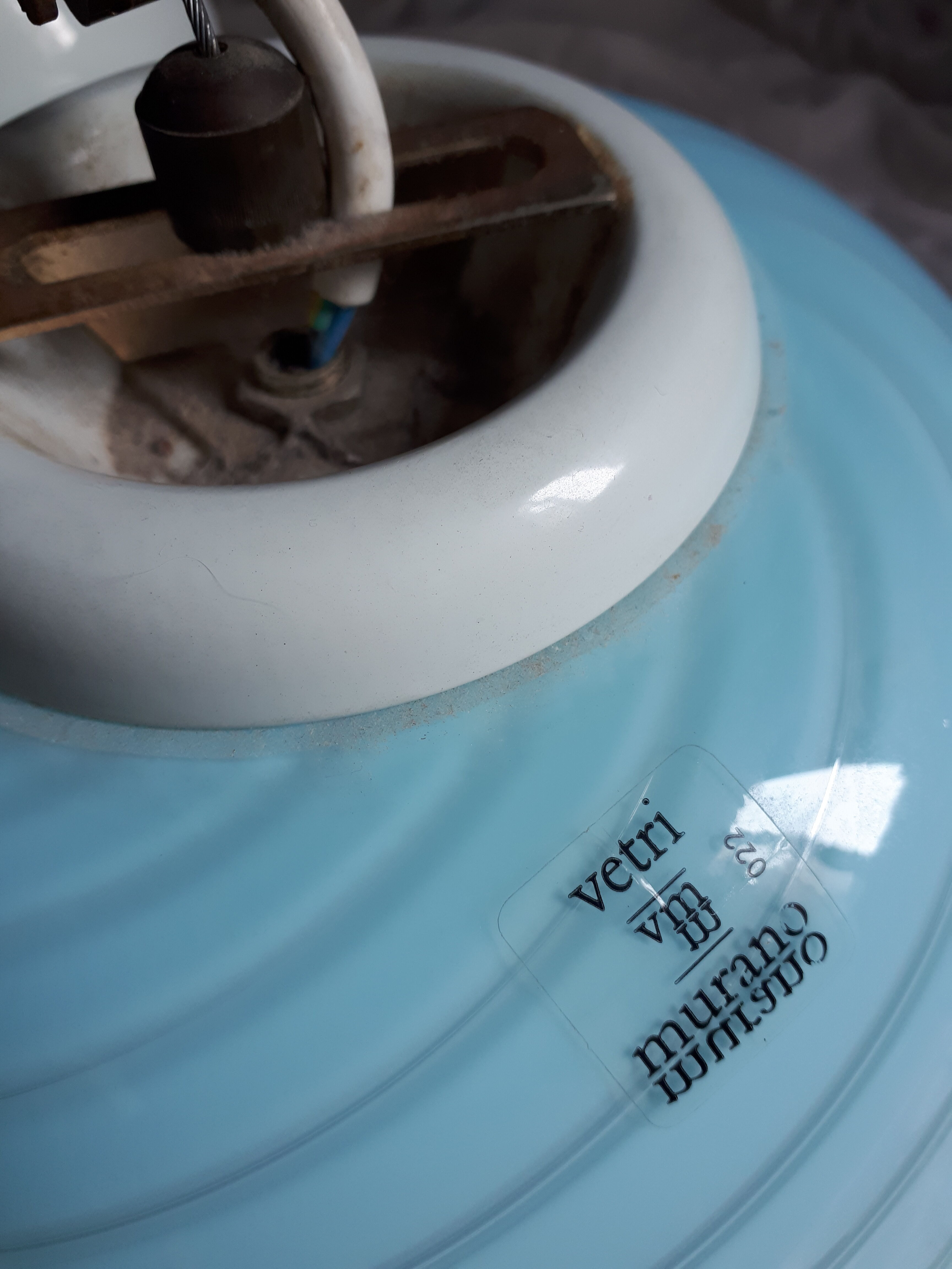 Vetri murano venini 1960/1970 vintage blue glass lamp