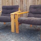 Pair of Yngve Ekström suede armchairs 1970