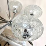 5-light chandelier in chromed metal and cracked glass