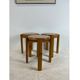 Set of three solid pine stools, 1970s.