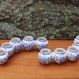 Pair of antique blue ceramic candlesticks • Apothecary size 5x2 (10 burners)