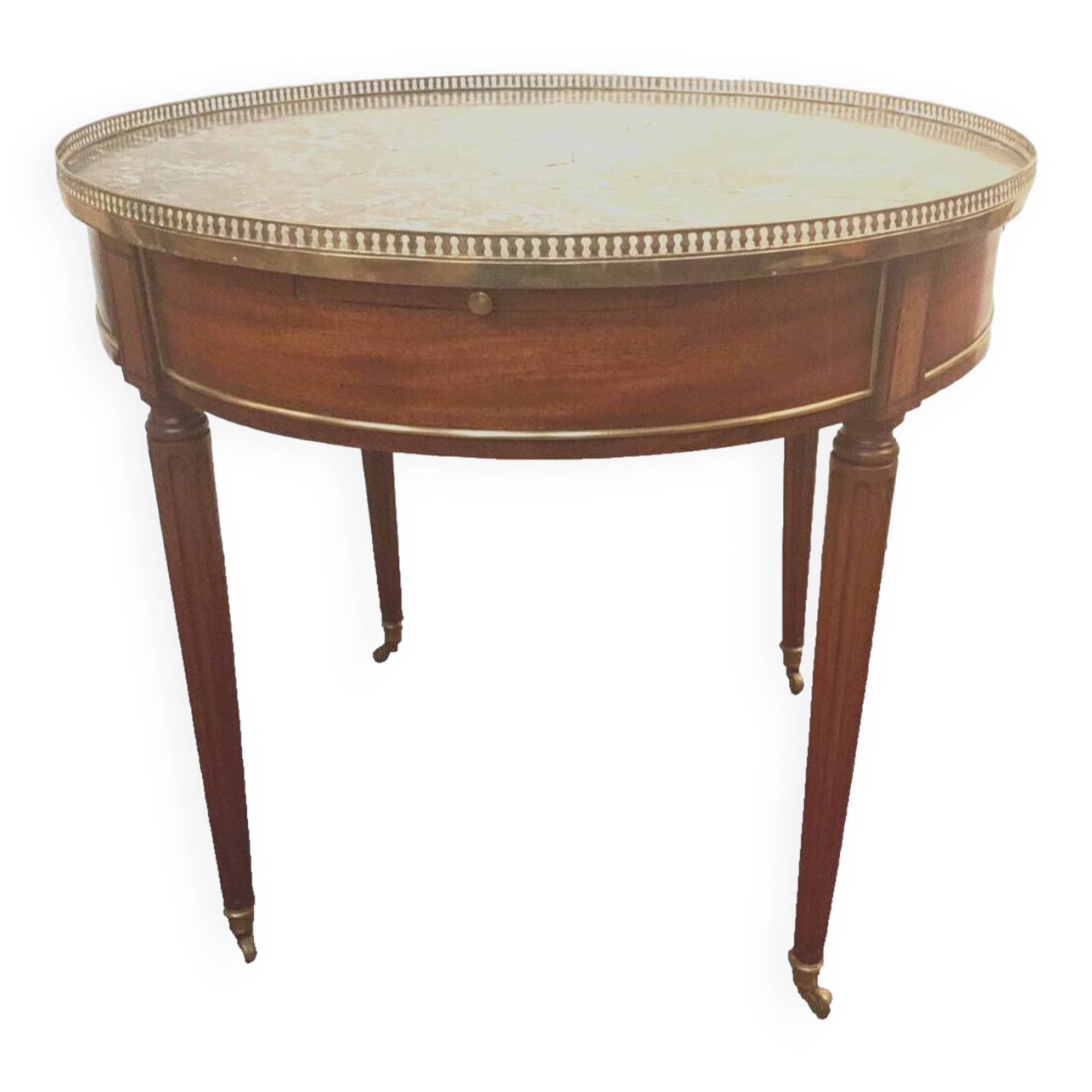 Louis XVI style hot water bottle table in mahogany and 20th century marble