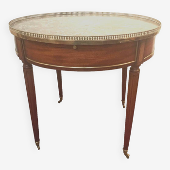 Louis XVI style hot water bottle table in mahogany and 20th century marble