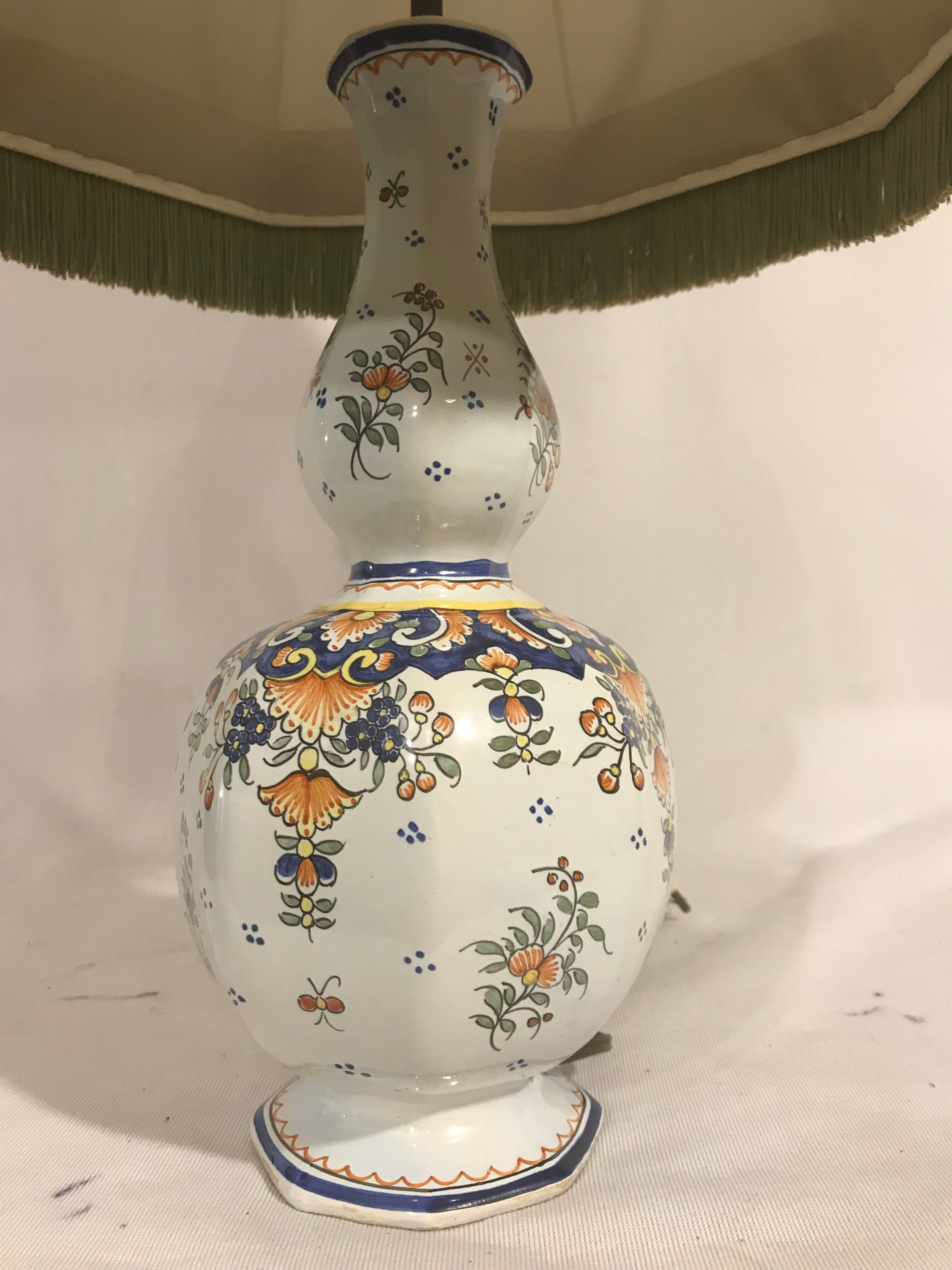 Old lamp vase painted ceramics  Quimper