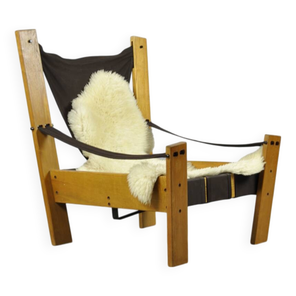 Fauteuil safari vintage par john de haard / 1960 gebroeders jonkers