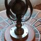 Wrought iron lamp with armillary sphere decorations