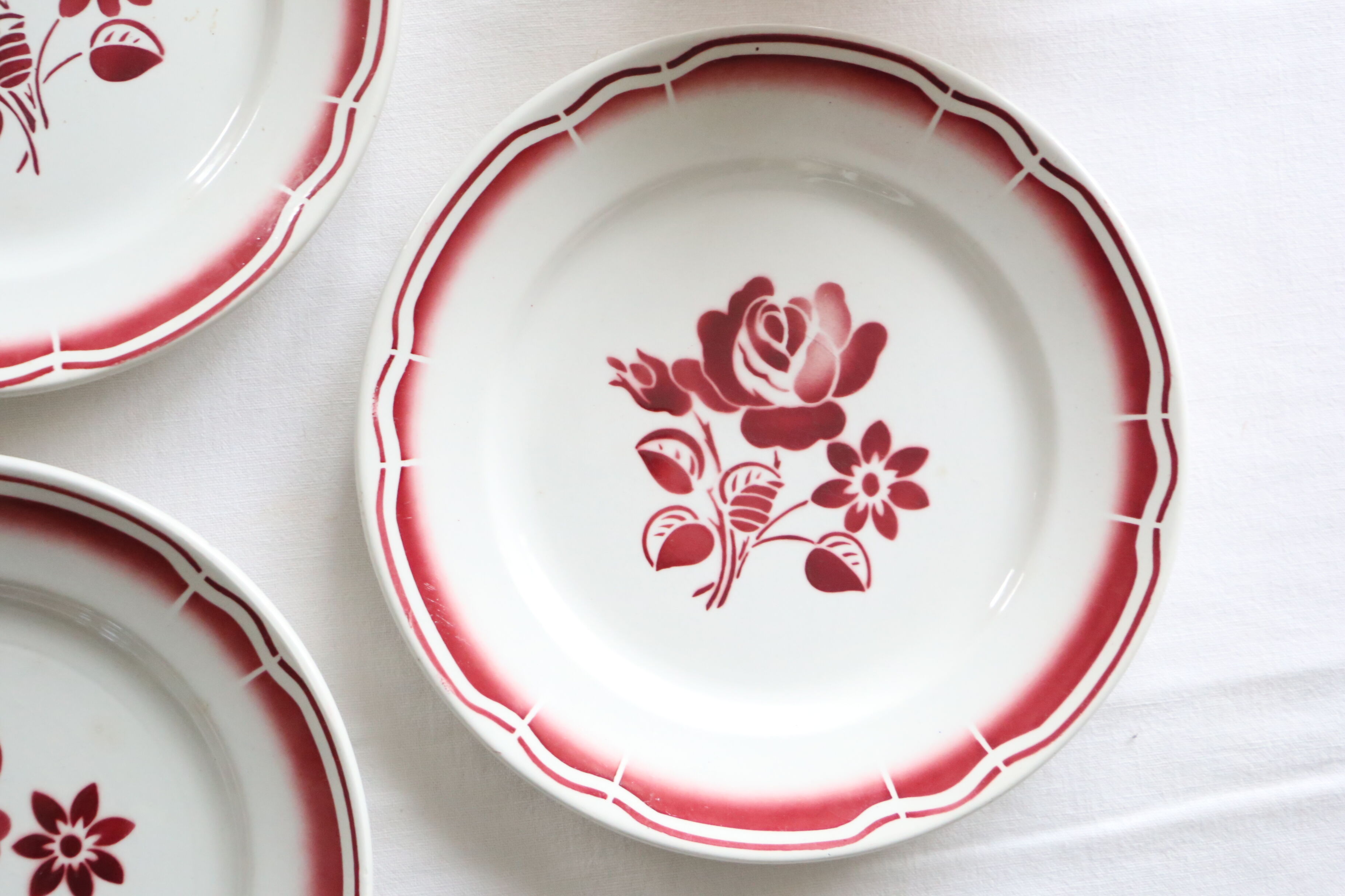 Set de 4 assiettes Badonviller, vintage français