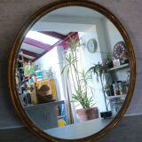 Miroir ovale bois doré ancien