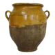 Varnished yellow confit pot, south-west of France. Conservation jar. Pyrenees XIXth