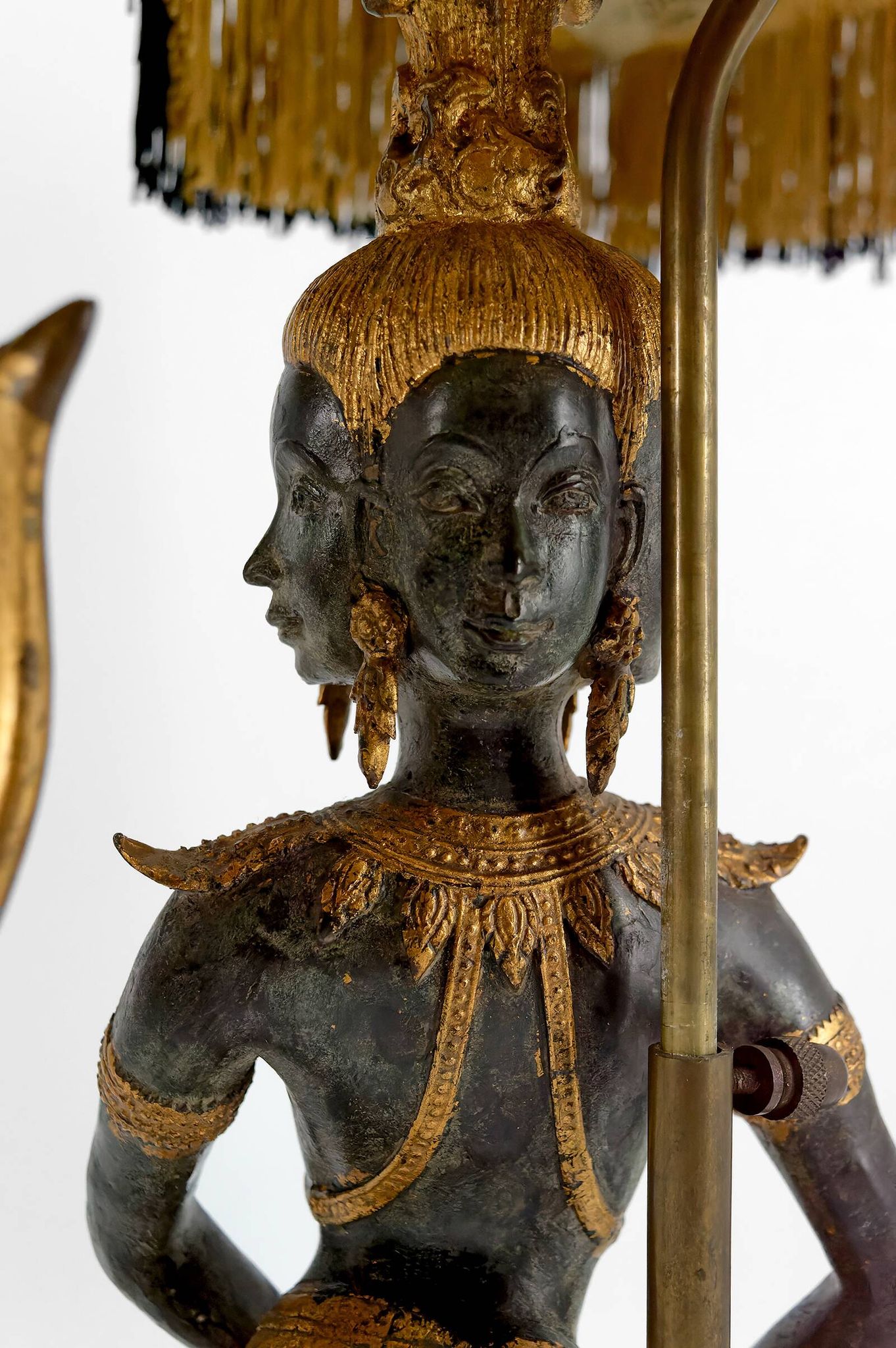Sculptural Lamp in Bronze with double green and gold patina, Suvannamaccha