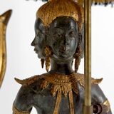 Sculptural Lamp in Bronze with double green and gold patina, Suvannamaccha