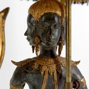 Sculptural Lamp in Bronze with double green and gold patina, Suvannamaccha