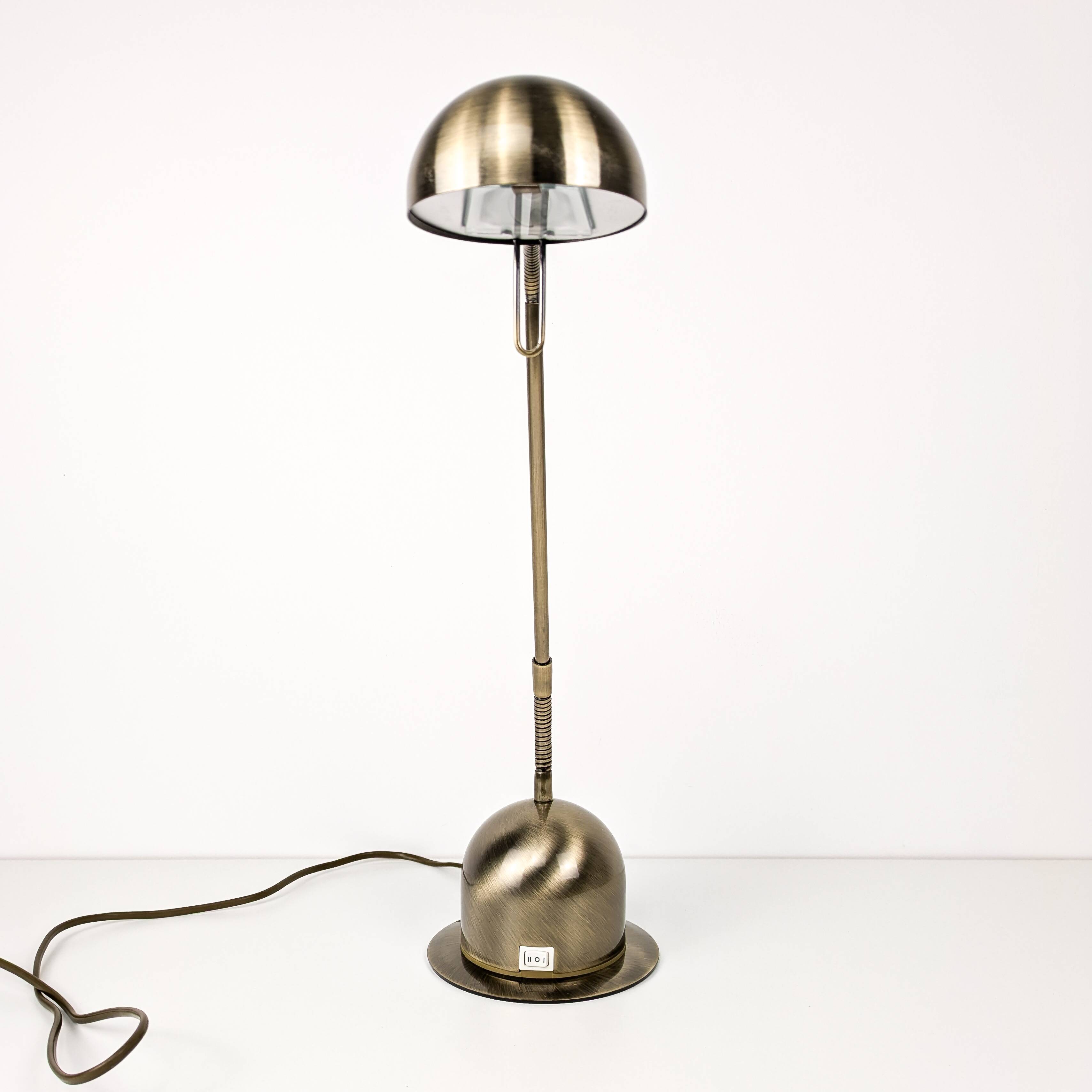 Vintage Lampe de table laiton Col de cygne Lampe de chevet Or Brossé réglable Rétro Mid Century Lamp