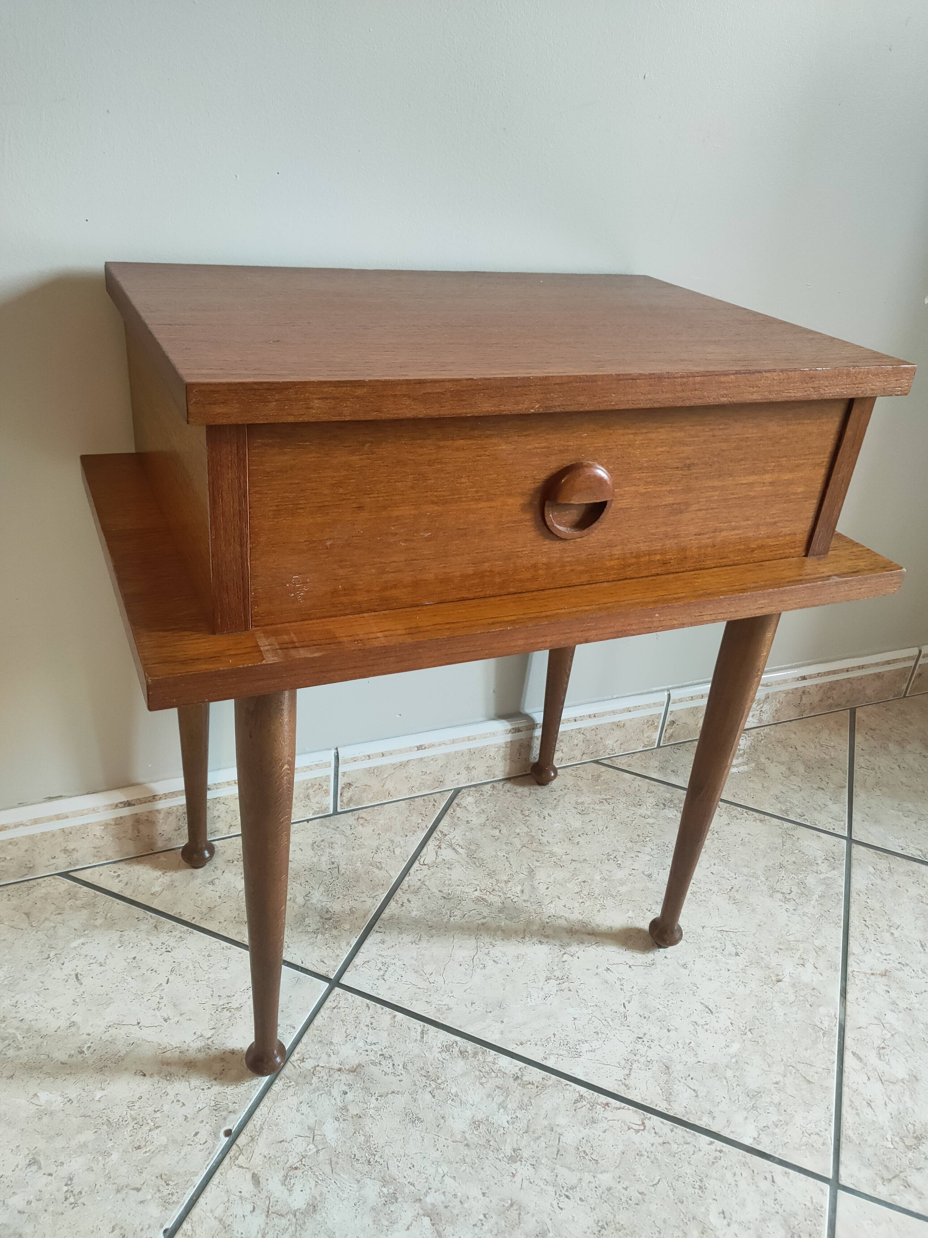 vintage teak bedside table