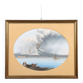 Modern painting "View from Vesuvius" gouache on cardboard '900